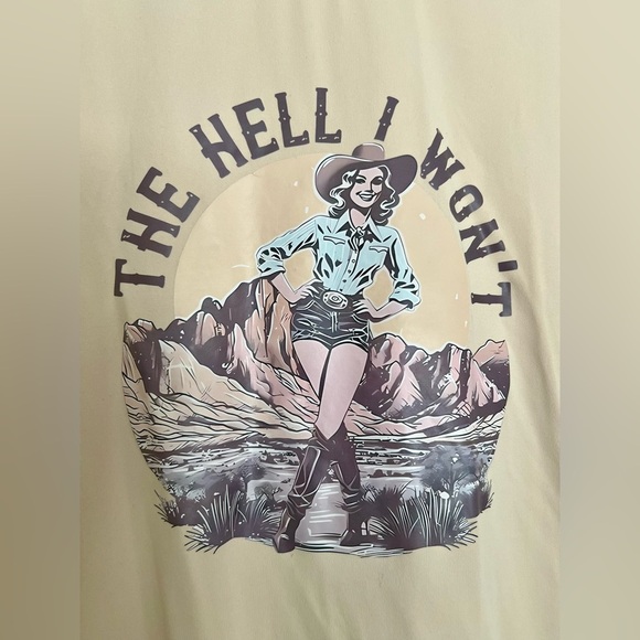 SHEIN “The Hell I Won’t” Western Cowgirl Graphic Tee XL - Picture 3 of 4
